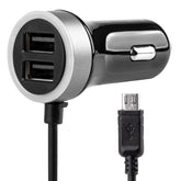 USB-autolaturi microUSB-liitännällä ja kahdella USB-portilla