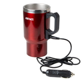 Punainen 12 V autovedenkeitin ja 450 ml muki