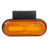 Soikea oranssi LED-merkkivalo edestä kuvattuna