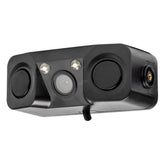 Musta HD-602-peruutuskamera LED-valolla ja pysäköintitutkalla