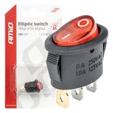 Elliptinen 12 V/230 V -kytkin punaisella valolla