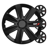 GTX-pölykapselit mustalla carbon-ilmeellä 15 tuuman teräsvanteisiin