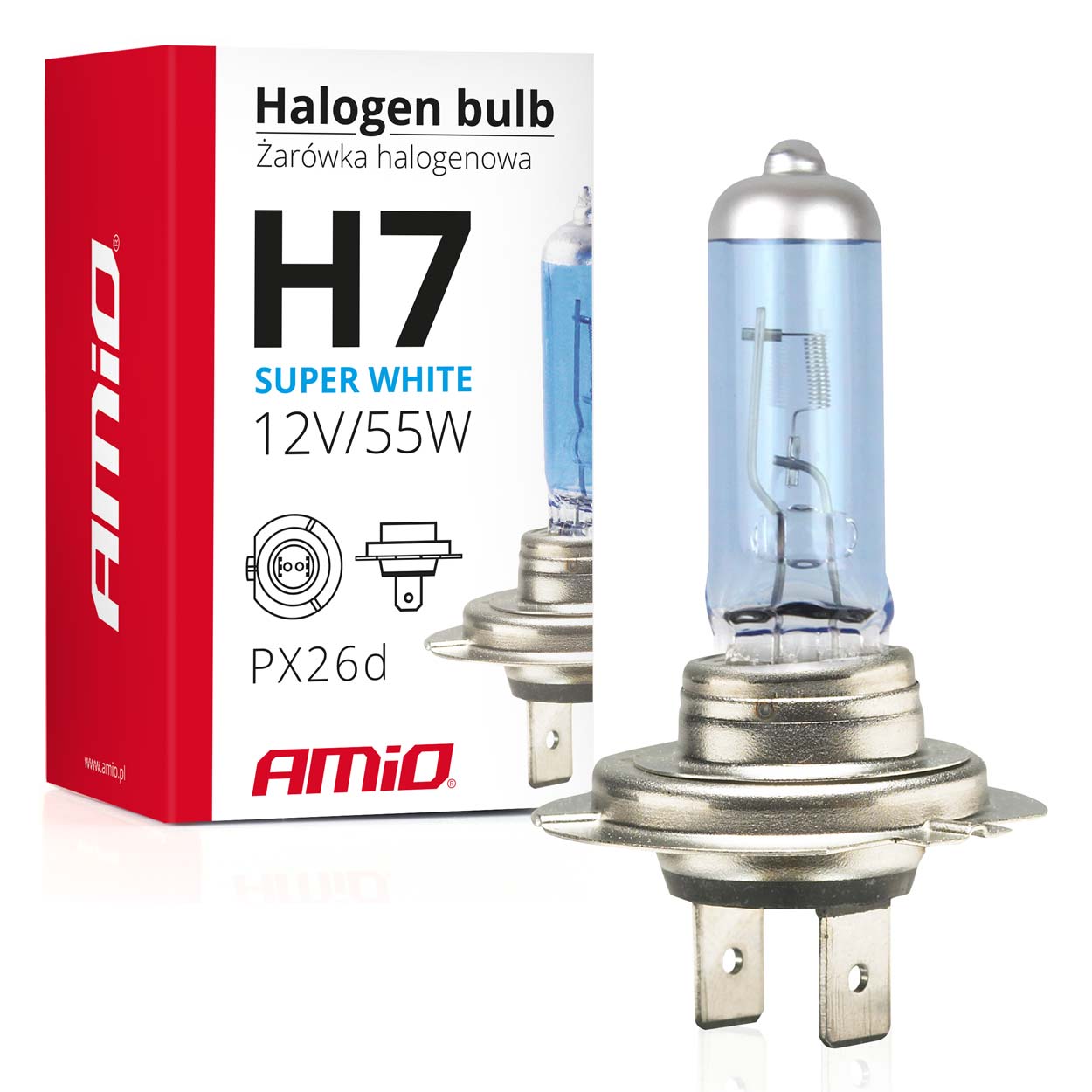 H7 Super White -halogeenipolttimo UV-suodattimella