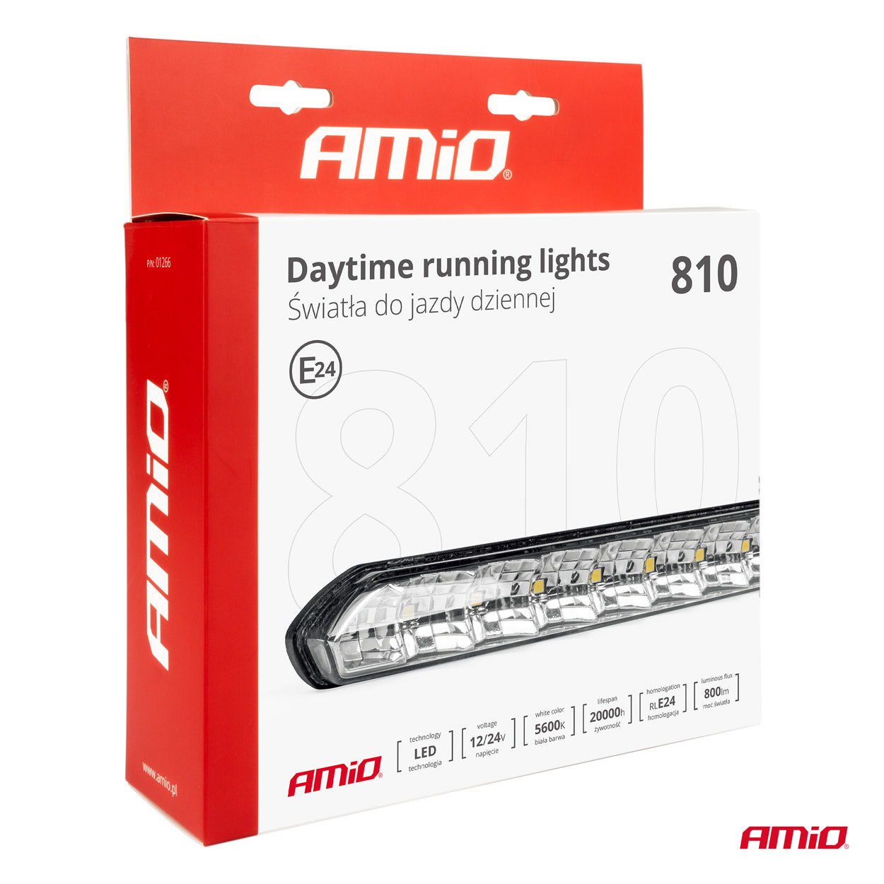 DRL 810 -päiväajovalot asennettuna auton etuosaan