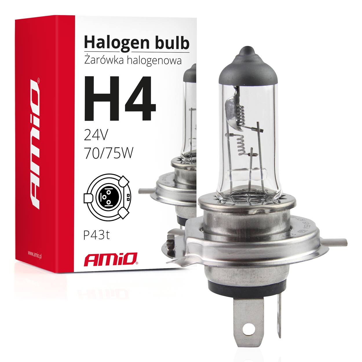 H4-halogeenipolttimo 24 V 75/70 W UV-suodattimella