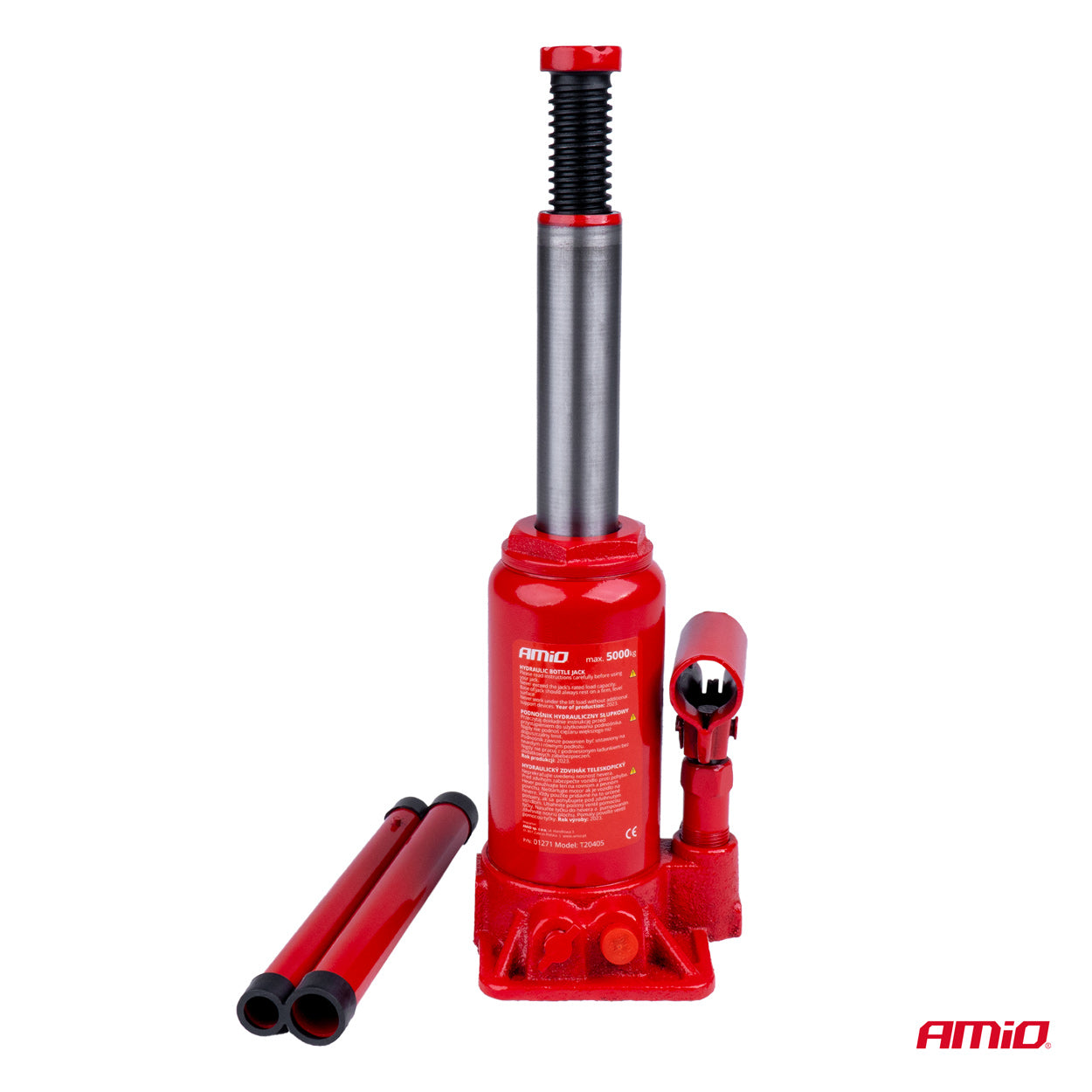 Hydraulinen pullotunkki sivulta katsottuna