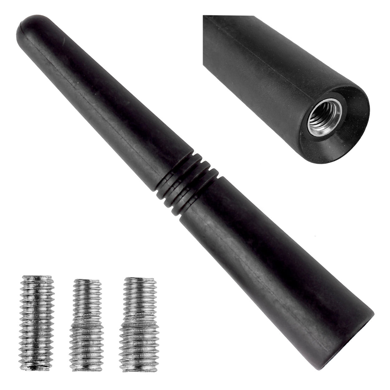 Kompakti 9 cm auton antenni kolmella adapterilla