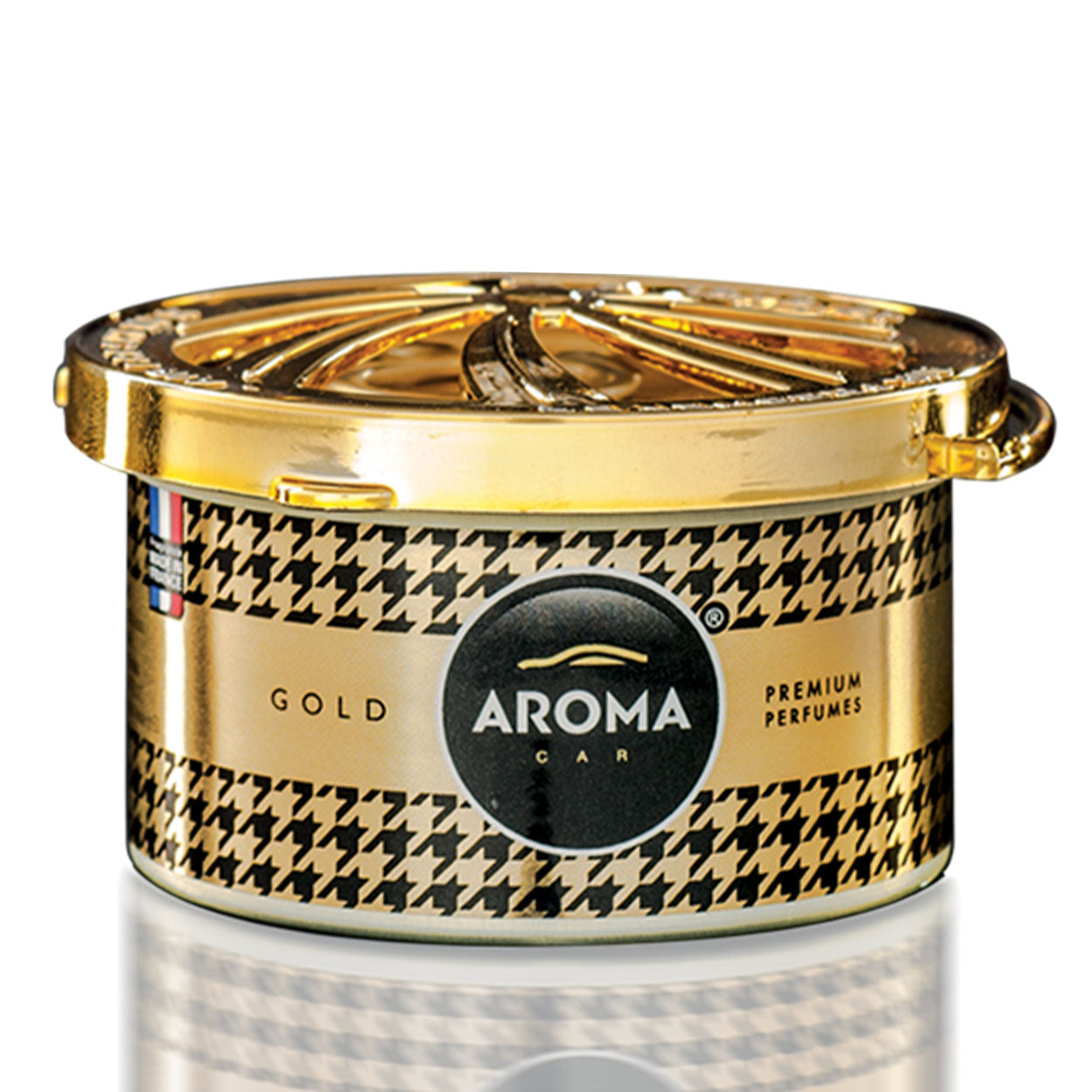 Aroma Prestige Organic Gold auton ilmanraikastin purkissa