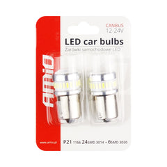BA15S LED-pærer 12-24 V i pakke med 2 stk.