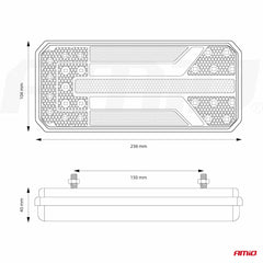 Oikeanpuoleinen dynaaminen LED-takavalo IP67-luokituksella