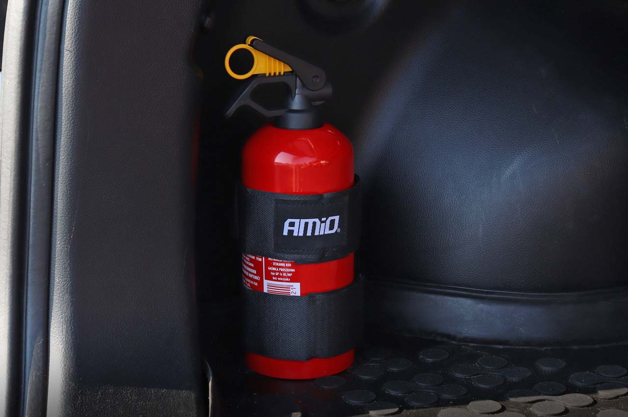 Velcro-rem til fastgørelse af brandslukker i bil