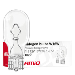 Halogenpærer W16W T15 16W 12V med klar glastype