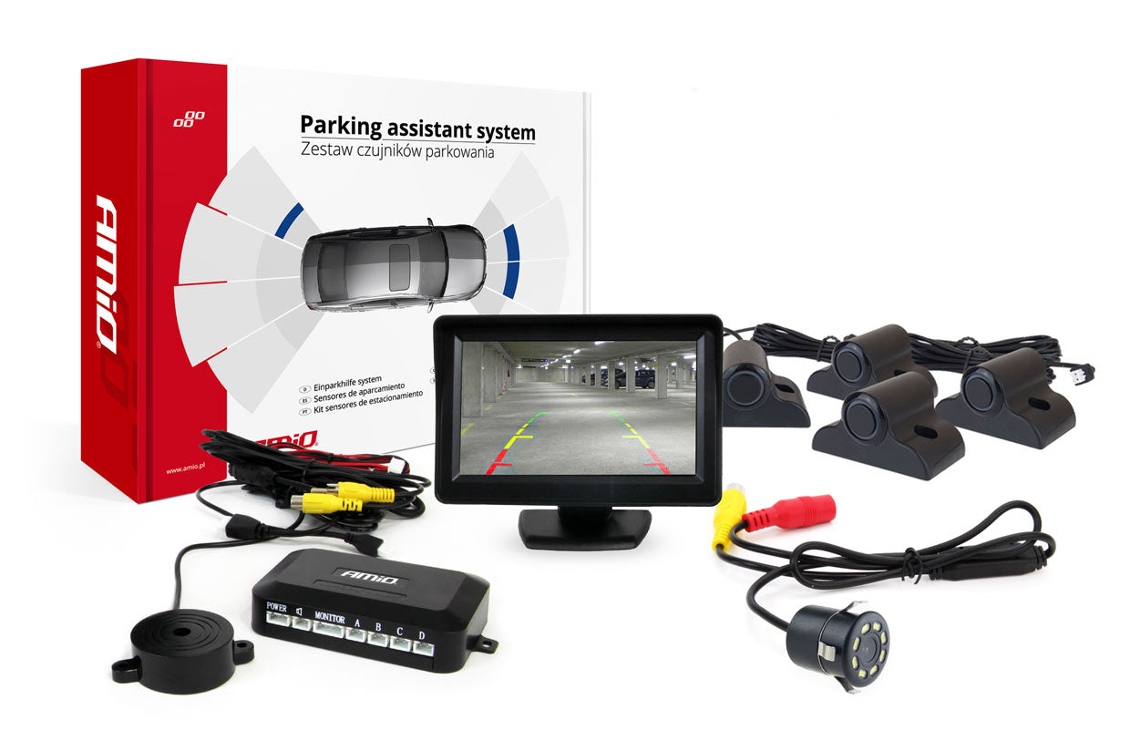 Parkeringsassistent med 4,3 tommer display, kamera og fire sensorer