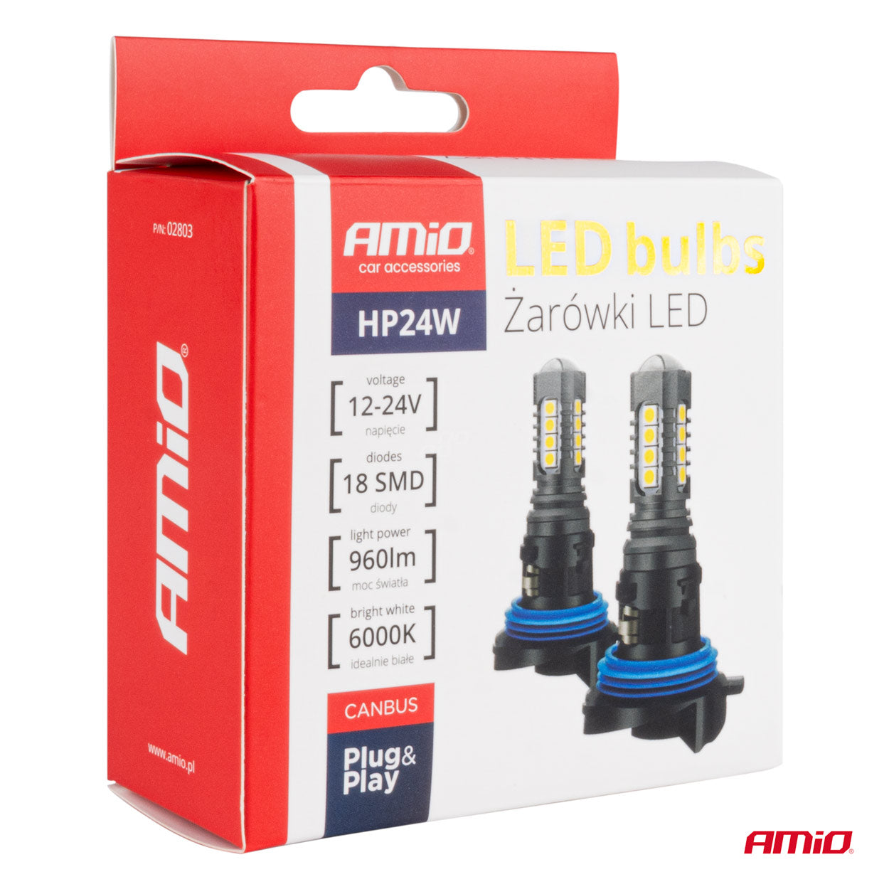 Setti, jossa on kaksi HP24W LED-polttimoa