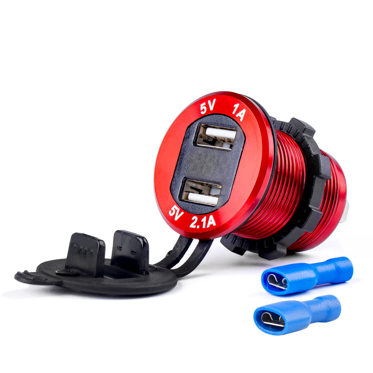 Vandtæt USB-oplader med digitalt voltmeter til 12-24 V