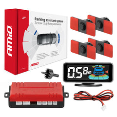 Parkeringsassistentsystem med 3D LED-display og fire sorte sensorer