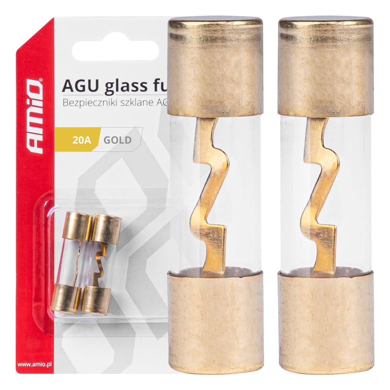 AGU-glassikringer på 20 A, 38 x 10,3 mm