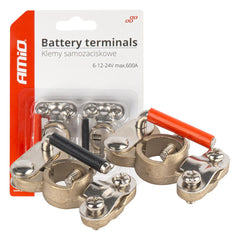 Batteripoler i messing, sæt med 2 stk.