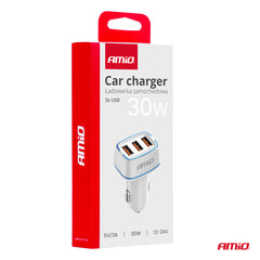 USB-billader med 30 W effekt og tre USB-A-porte
