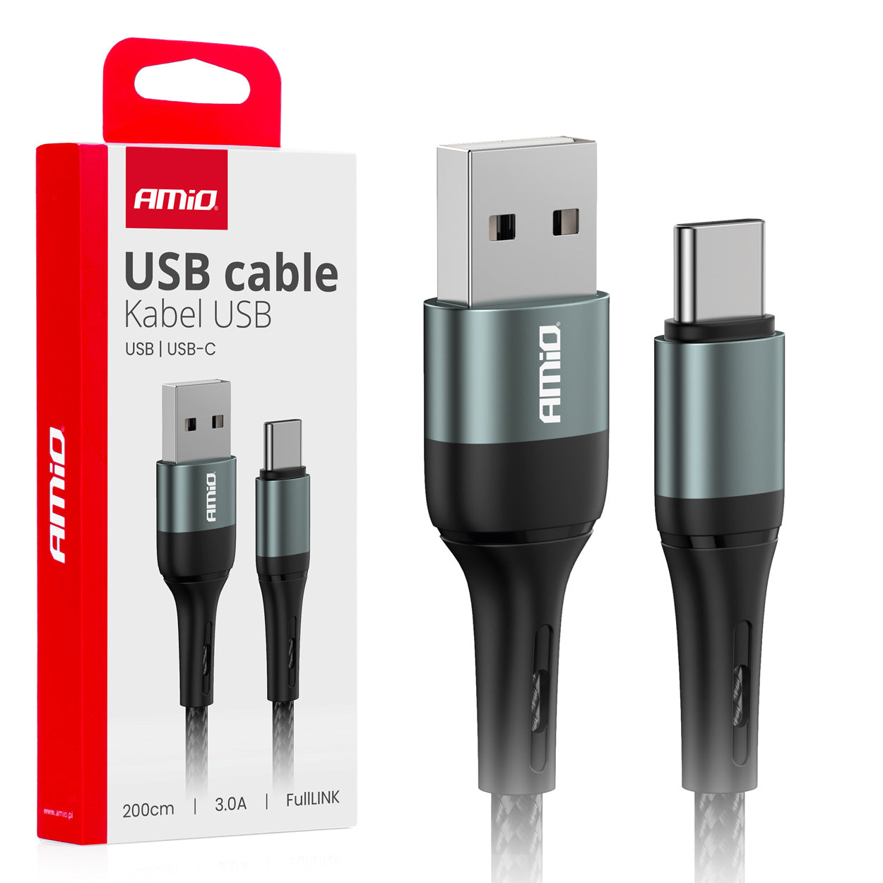USB-A–USB-C-kaapeli 3A 200 cm FullLINK