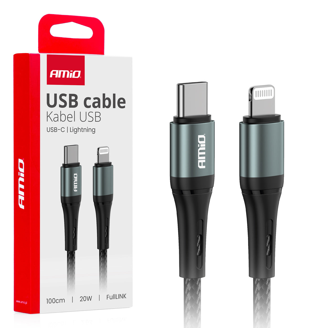 USB-C–Lightning-kaapeli 20 W 100 cm, valkoinen