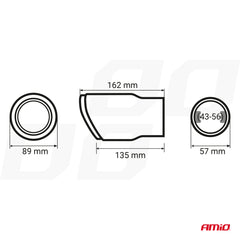 Blå udstødningsspids i rustfrit stål med klemme