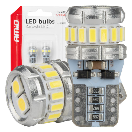 LED-polttimo T10 W5W CANBUS-yhteensopivana kirkkaan valkoisella valolla