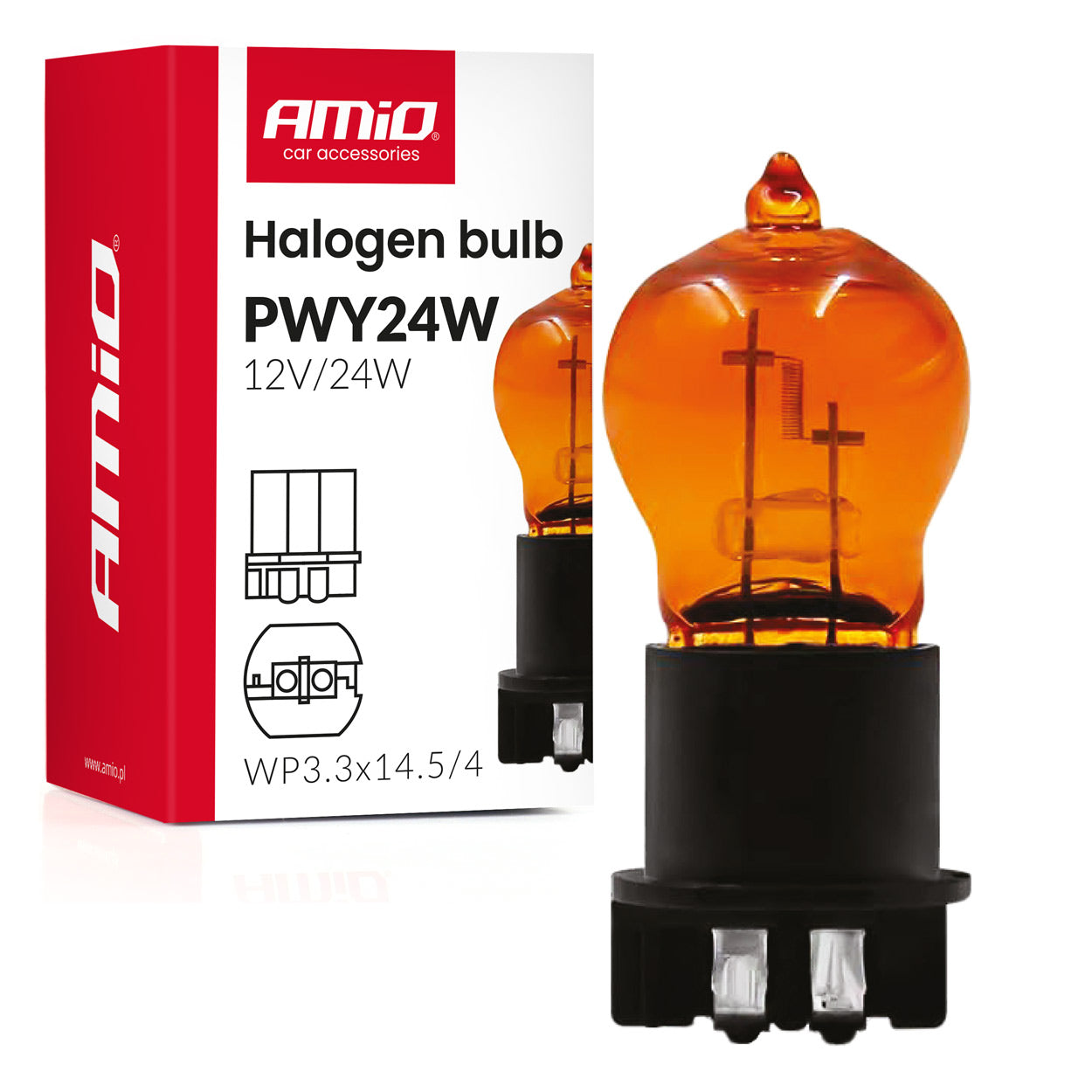 PWY24W halogenpære med amberfarvet lys
