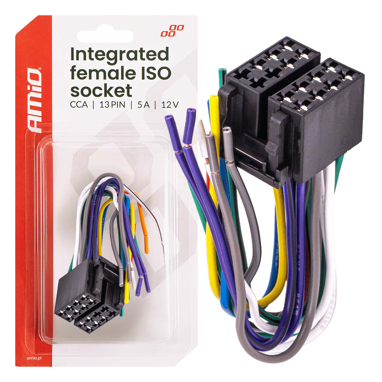 Integreret 13-polet ISO-hunstik til 12 V og op til 5 A