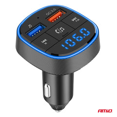 FM-lähetin, jossa 2x USB-A lataukseen ja musiikkiin