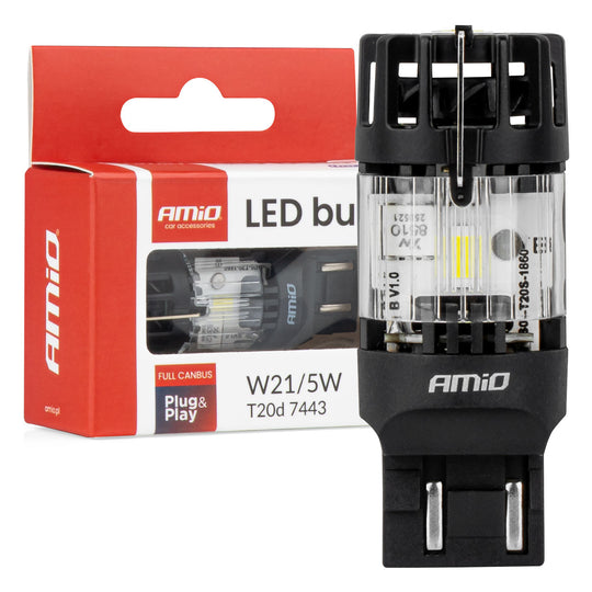 LED-lamppu T20D 7443 W21/5W kirkkaalla valkoisella valolla