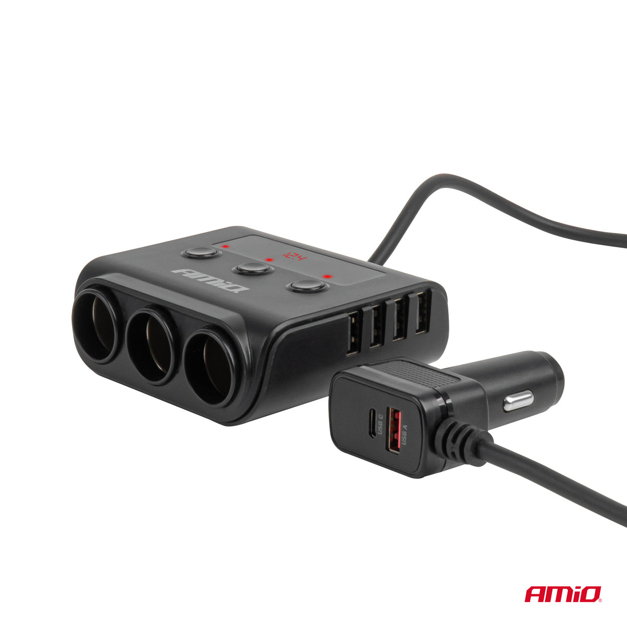 Cigarettænderstik med 4 USB-A-porte