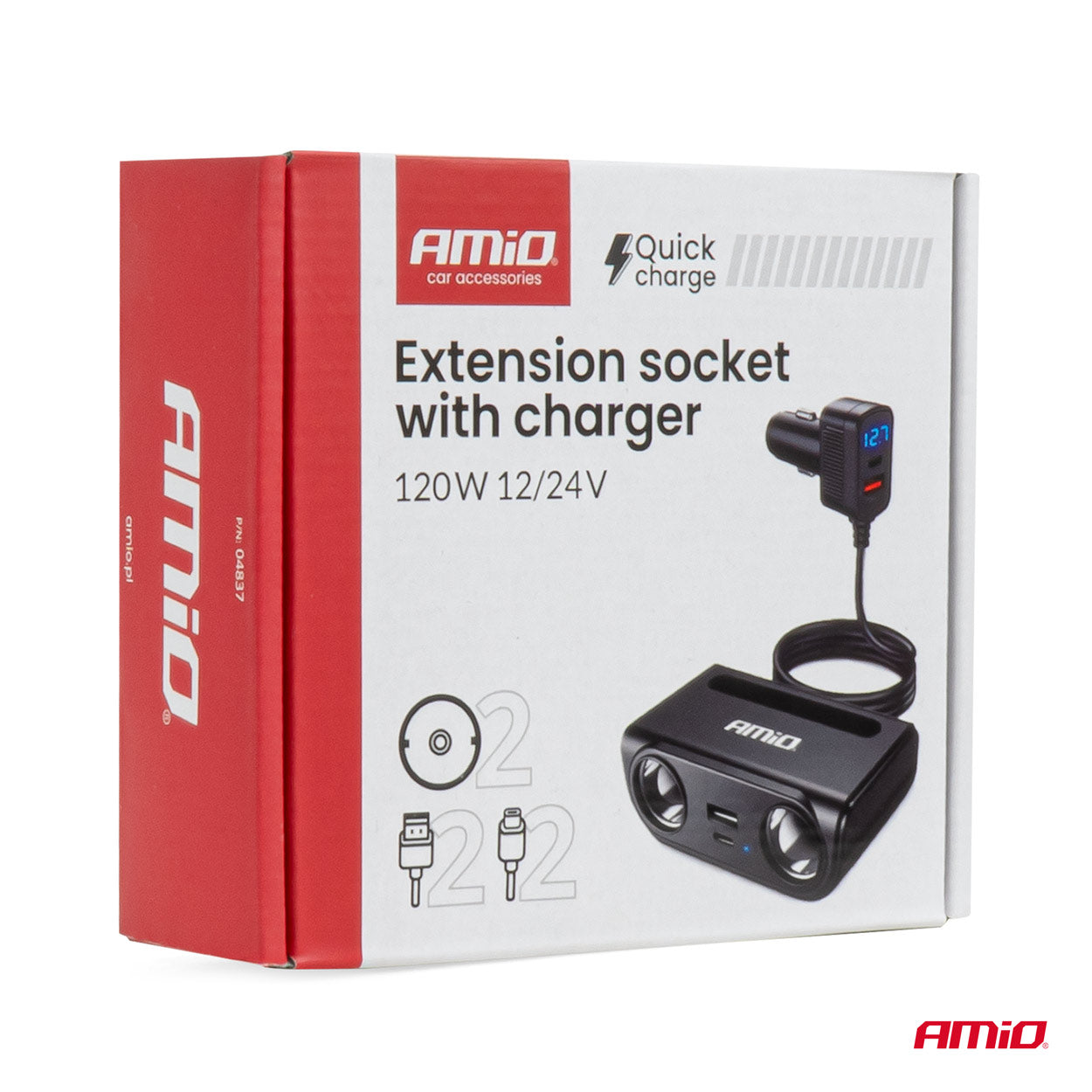 12/24 V tupakansytyttimen jatkojohto USB-C:llä ja USB-A:lla