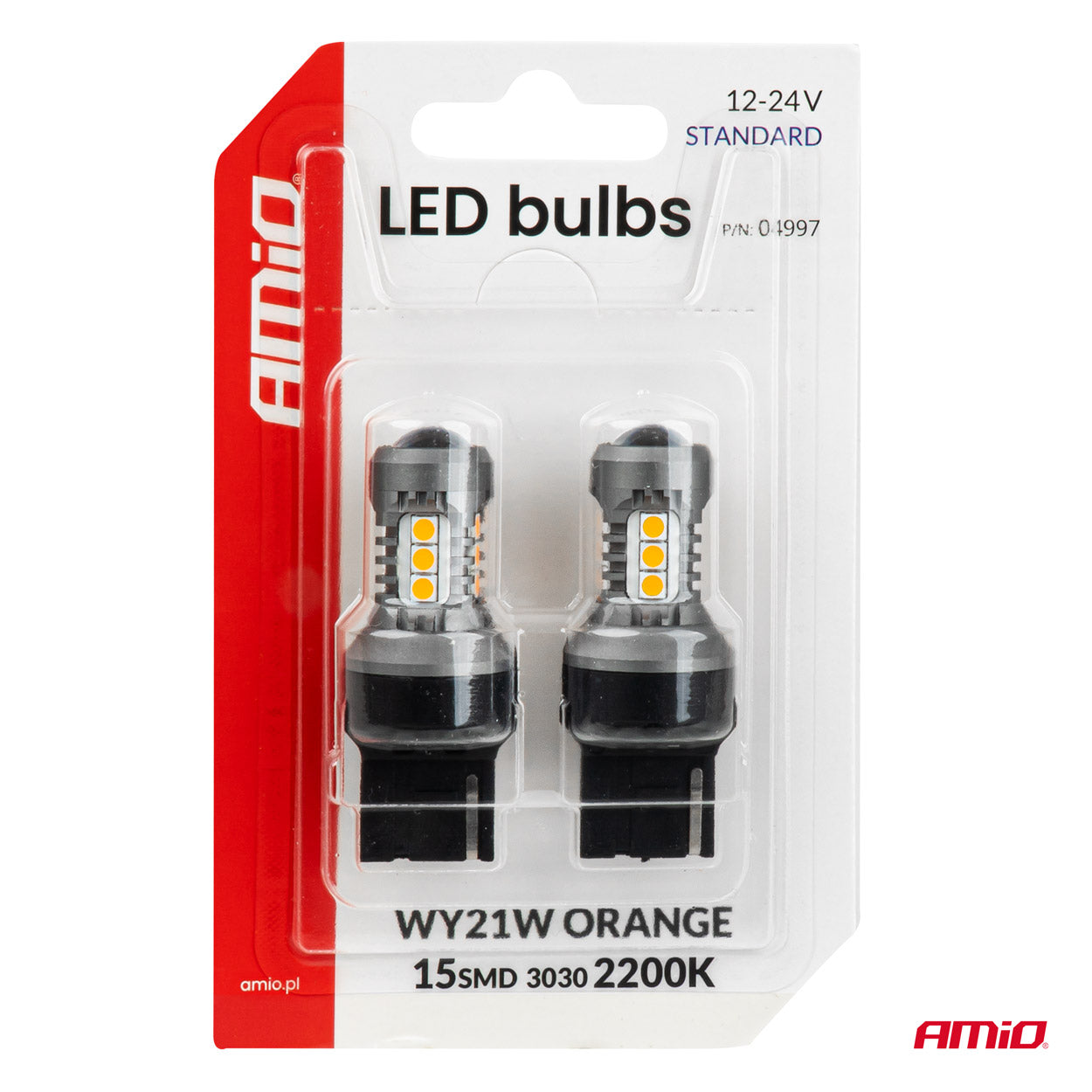 Orange 12/24 V LED-pære til 7440-sokkel