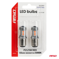 LED-polttimo punaisella valolla ja BAY15D-kannalla