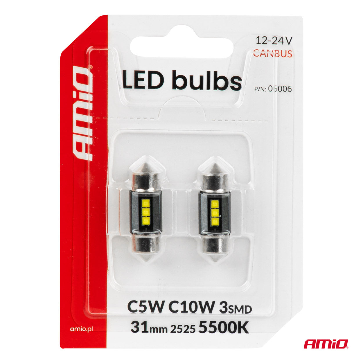 LED-polttimo, jossa on 3 SMD 2525 LEDiä ja CANBUS-teknologia
