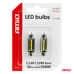 Valkoinen 39 mm CANBUS LED-lamppu ajoneuvoihin