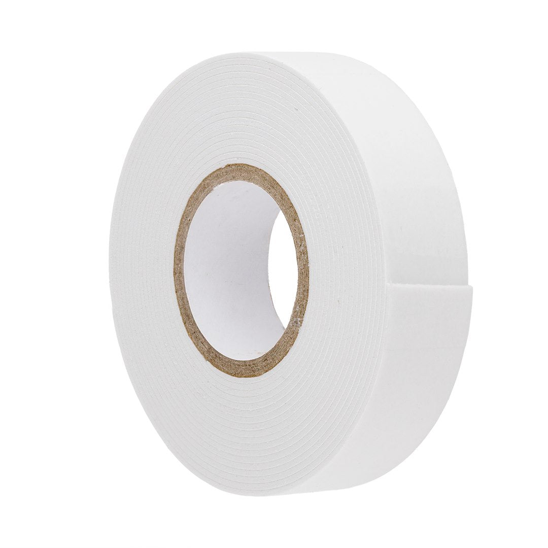Kaksipuolinen valkoinen vaahtoteippi 1 mm x 19 mm x 3 m