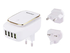 WAYME-matkalaturi 4 USB-A-portilla, LED-valolla sekä EU-, UK- ja USA-pistokesovittimilla