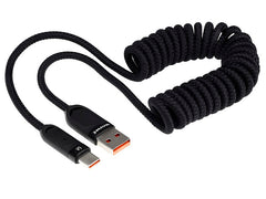 WAYME USB-C -latauskaapeli spiraalimuotoilulla, musta, 50–180 cm