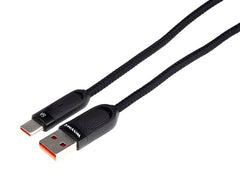 USB–USB-C-latauskaapeli mikrokuitupunoksella ja spiraalimallisena