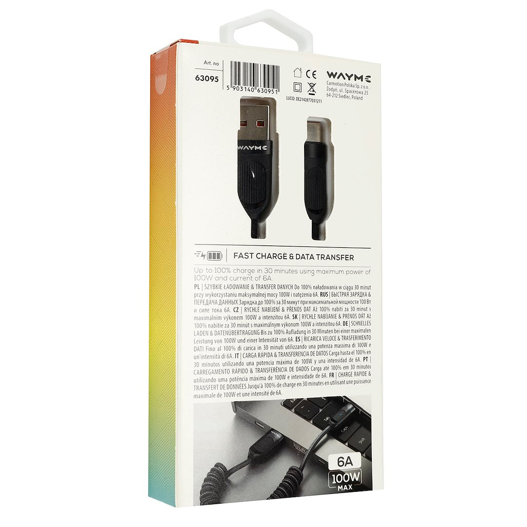 Punottu USB-C-lataus- ja synkronointikaapeli, jopa 100 W