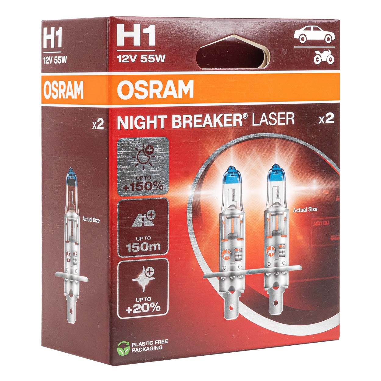 Osram H1 Night Breaker Unlimited -halogeenipolttimot 12 V 55 W, 2 kpl.