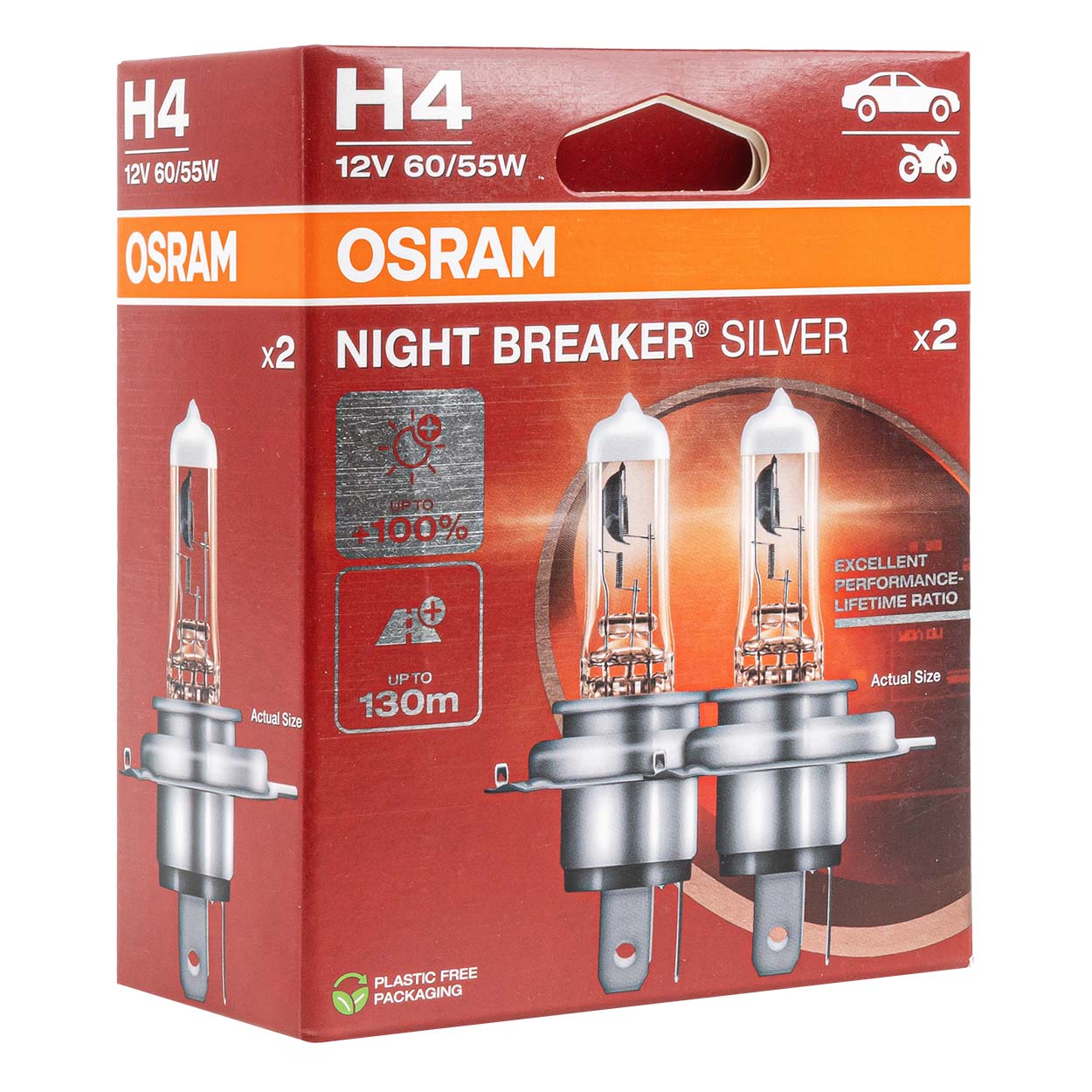 Osram H4 Night Breaker Silver -halogeenipolttimot 12V, 2 kpl.