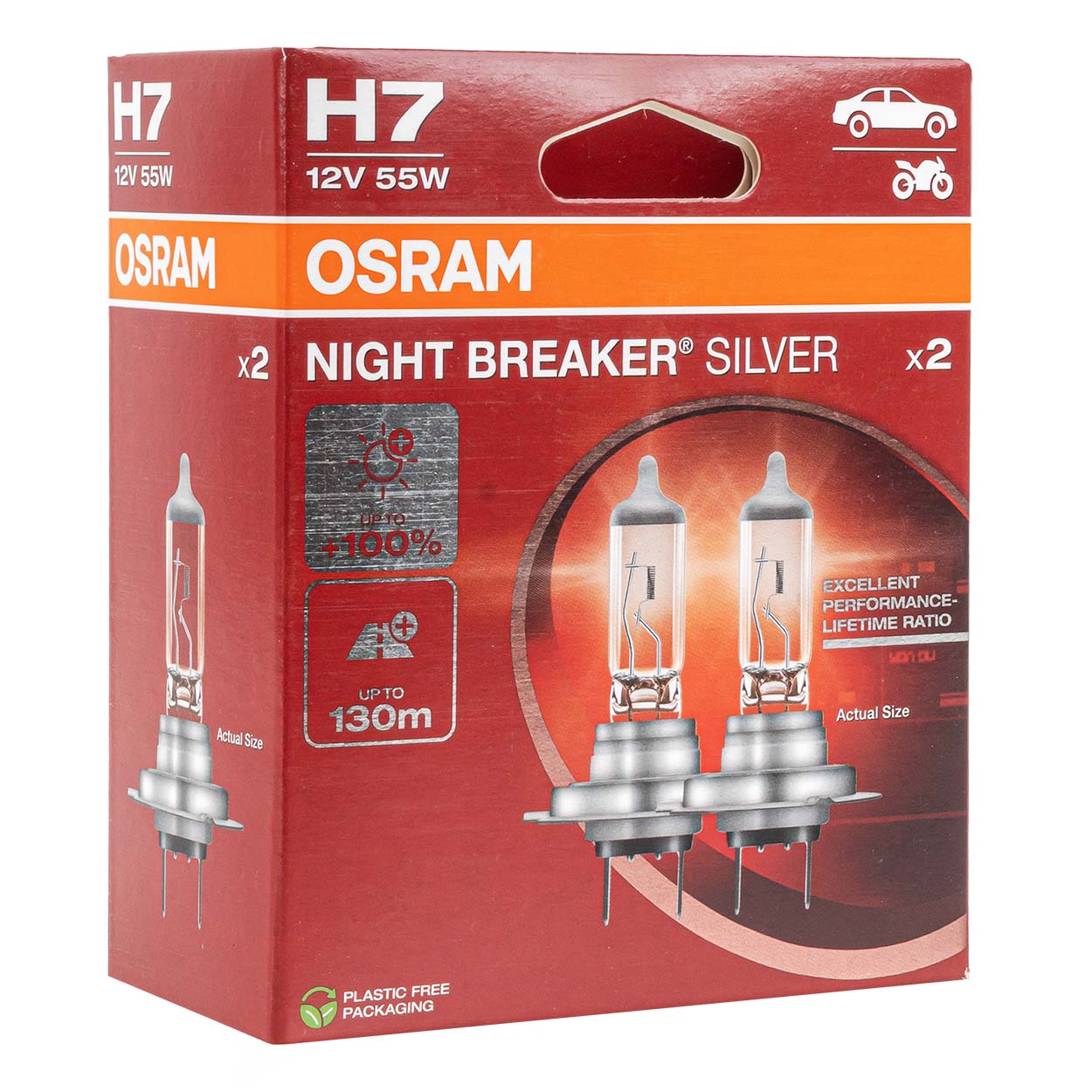 Osram H7 NIGHT BREAKER SILVER -halogeenipolttimot, 2 kpl.