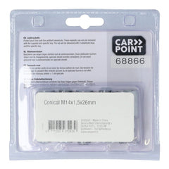 Carpoint låsbare hjulbolte M14x1,5x26mm G konisk pakke med 4 låsebolte og 1 specialnøgle.