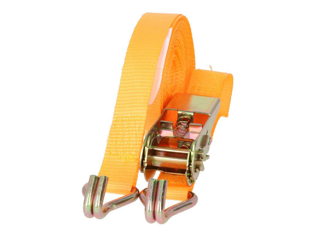 Carpoint skraldestrop med kroge, 5 meter - gul spændestrop med metal kroge til sikring af laster