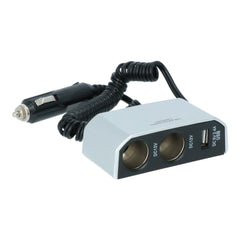 Carpoint kaksoispistorasia 2x12V 1xUSB-A 2,4A 