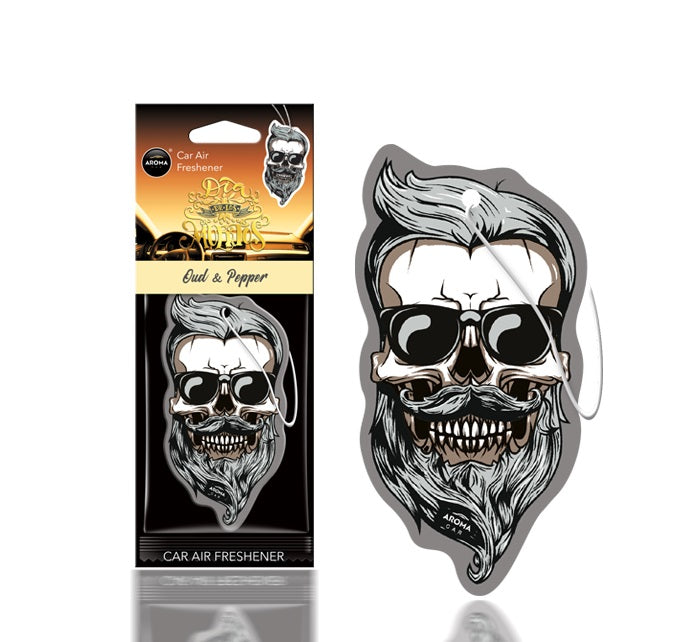 Autotuoksu Dia de los Muertos Skull -kuviolla ja Oud & Pepper -tuoksulla