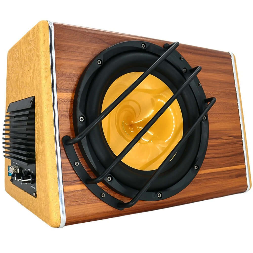Subwoofer til bil 200W RMS – bagagerum bas 3800W med træfinish og stor højttalerenhed